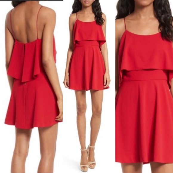 Alice + Olivia Dresses & Skirts - Alice + Olivia red mini spaghetti strap ruffle dress " kipp "